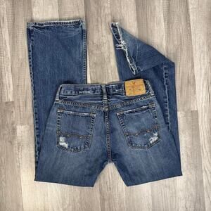 Y2K America Eagle Jeans Low Rise Slim Boot Mens Size 30X32 100% Cotton Skater